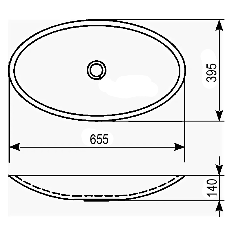 картинка Раковина накладная Azario 65.5х39.5х14 фаянс, цвет Белый (AZ40148) от магазина Сантехника.SpecialFlat