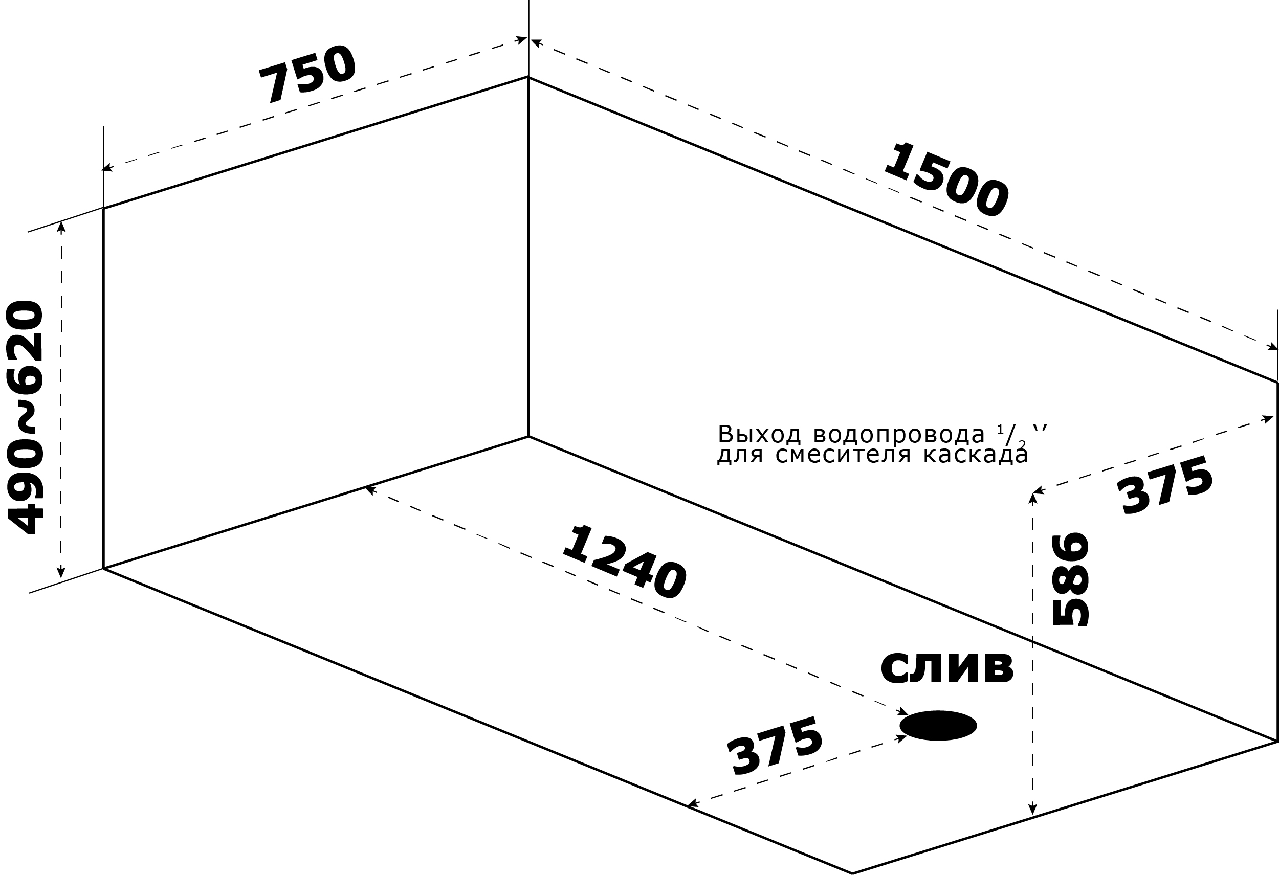 Ванна акриловая Azario Тенза 150х75