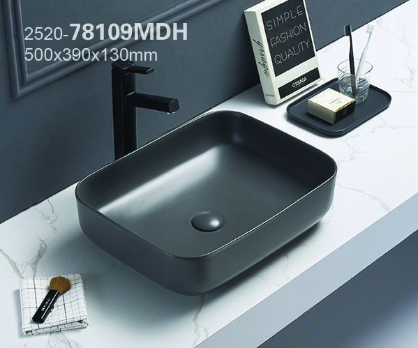 картинка Раковина накладная Azario 50х39х13 фаянс, цвет Серый матовый (AZ78109MDH) от магазина Сантехника.SpecialFlat