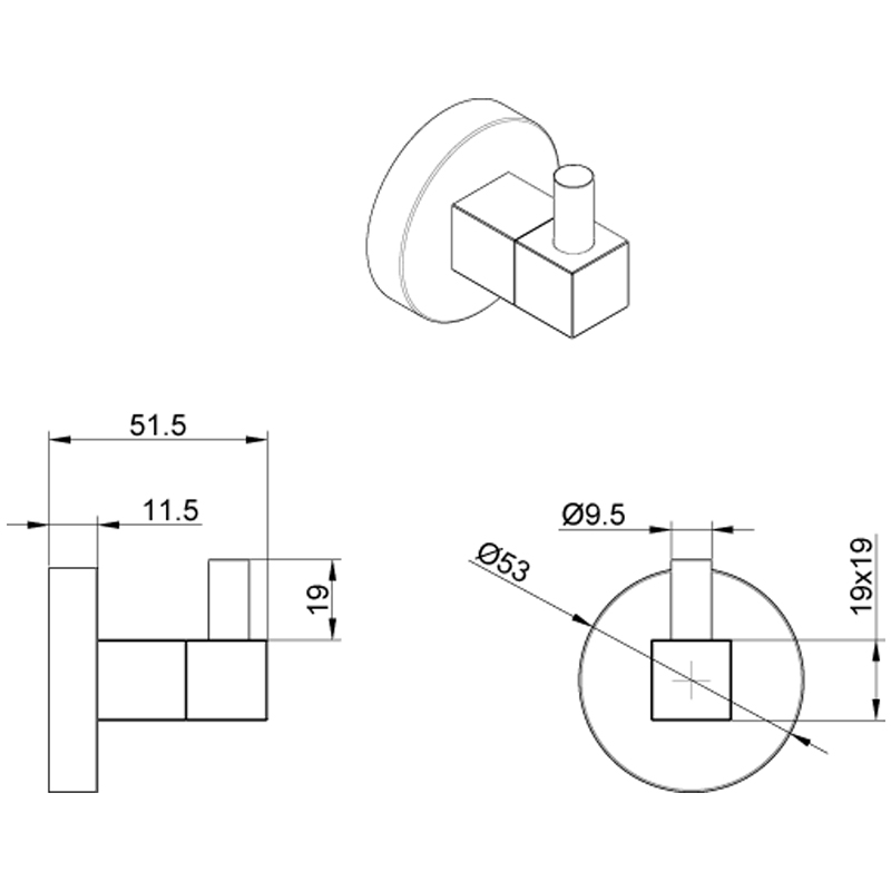 картинка Крючок Azario NESSY Подвесной, Хром (AZ73105A) от магазина Сантехника.SpecialFlat