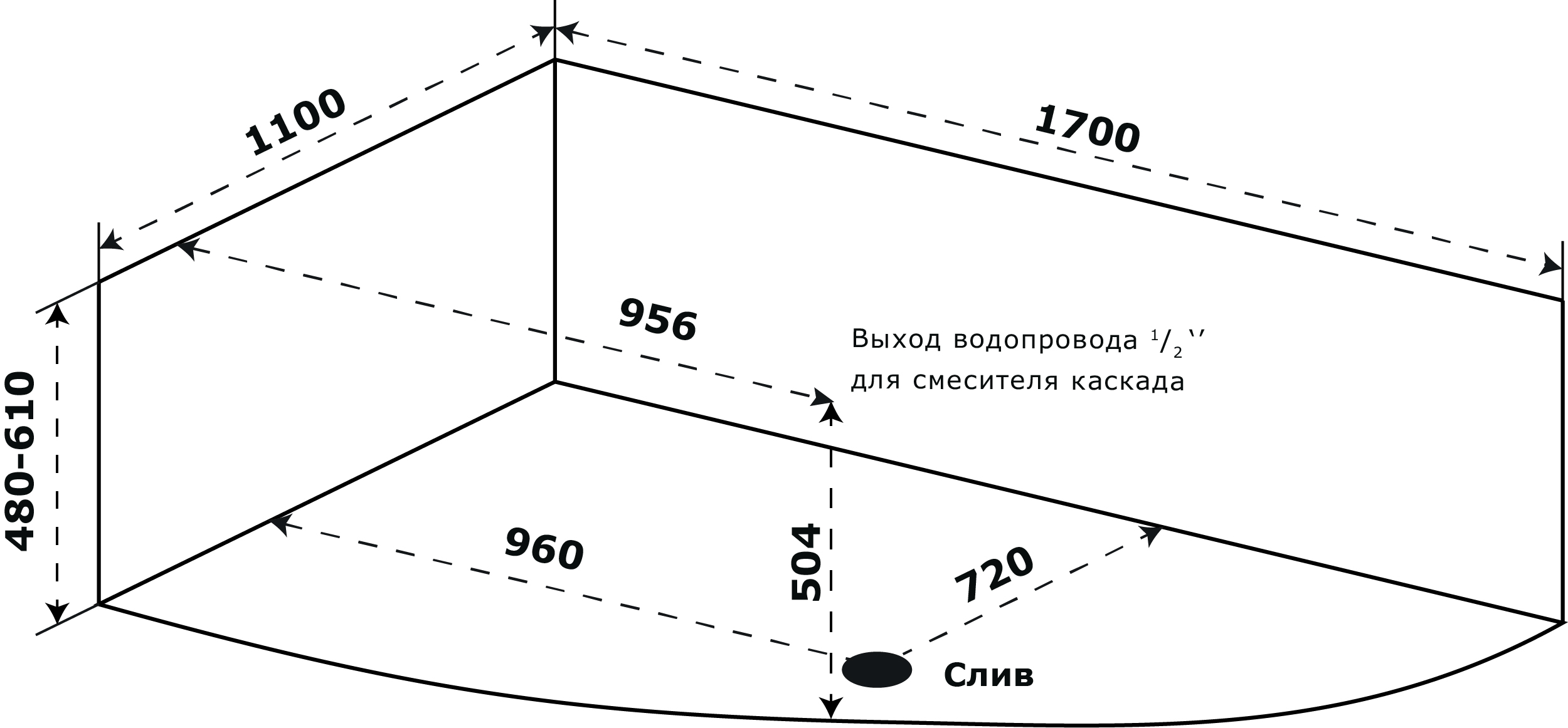 Ванна акриловая Azario Микона170х110 правая